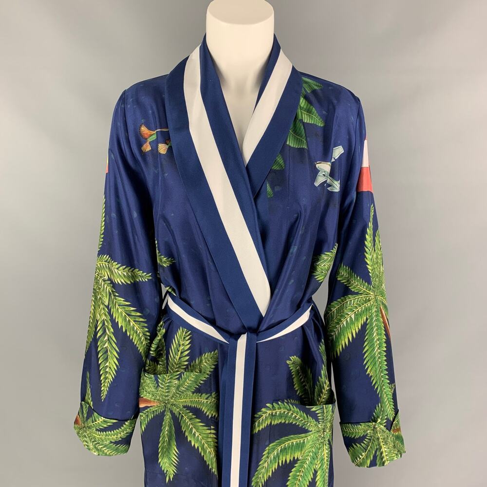 CASABLANCA Size XS Multi-Color Silk Surf Club Print Robe - Picture 2 of 7
